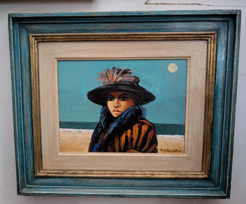 Fausto M. Liberatore, Portrait by the Sea, oil on canvas, 1970s