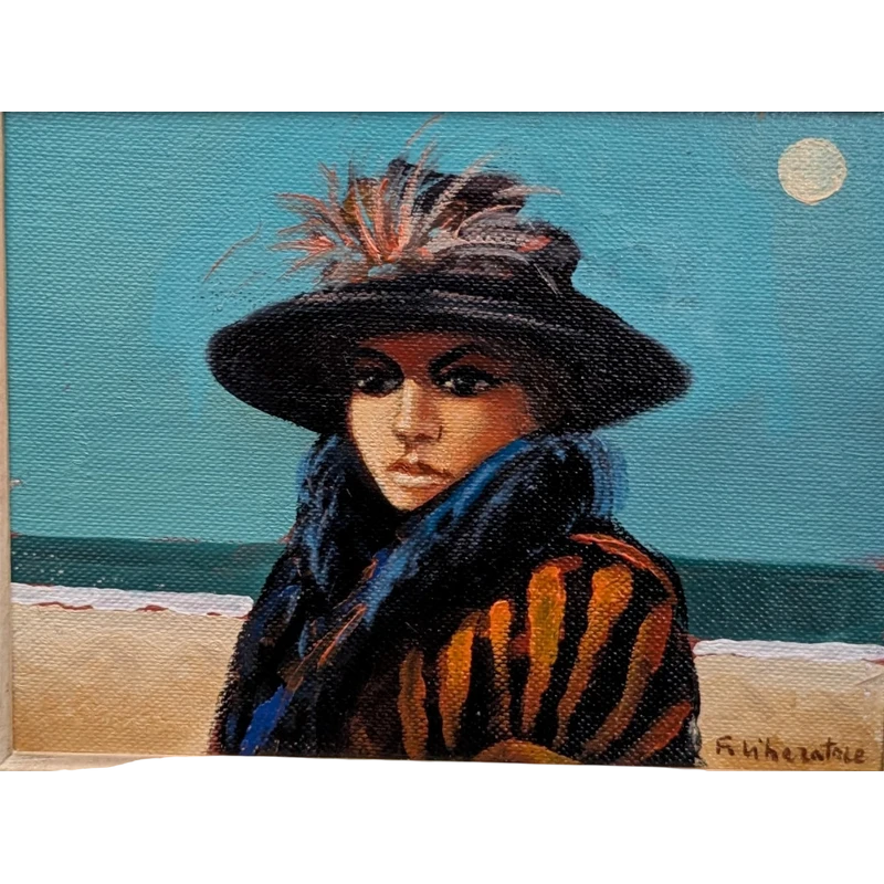 Fausto M. Liberatore, Portrait by the Sea, oil on canvas, 1970s