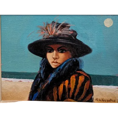 Fausto M. Liberatore, Portrait by the Sea, oil on canvas, 1970s