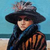 Fausto M. Liberatore, Portrait by the Sea, oil on canvas, 1970s