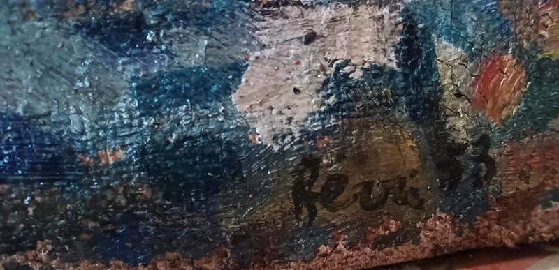 Oil on canvas FERRUCCIO FERRI -1953 - "Syracuse boats " SYRACUSEAN-ESPRESSIONIST PERIOD