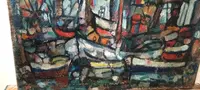 Oil on canvas FERRUCCIO FERRI -1953 - "Syracuse boats " SYRACUSEAN-ESPRESSIONIST PERIOD