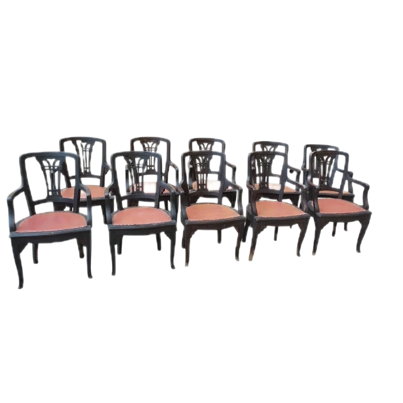group of ten Italian armchairs from the 1800s.