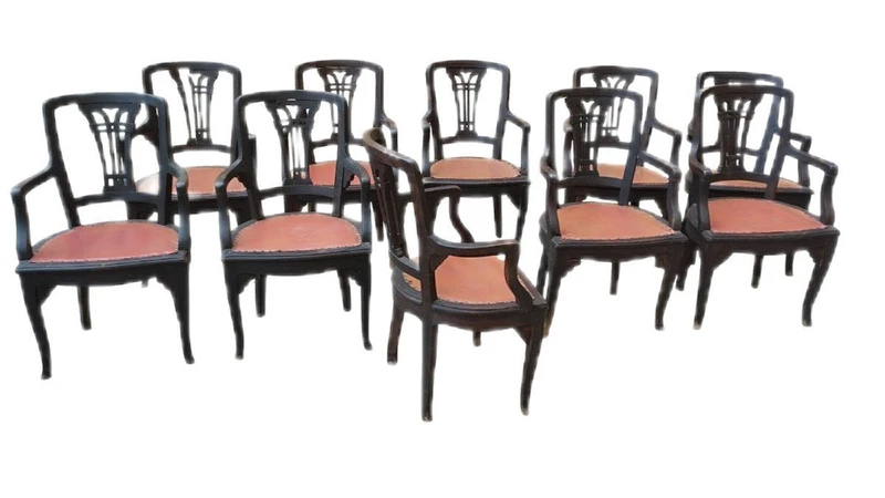group of ten Italian armchairs from the 1800s.