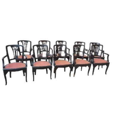 group of ten Italian armchairs from the 1800s.