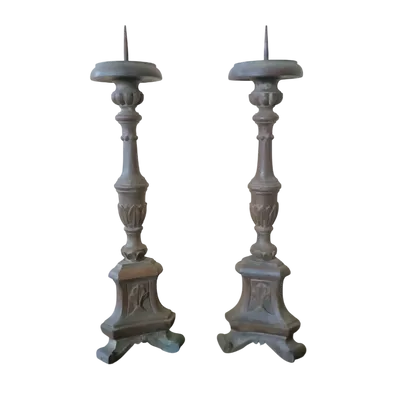 Pair of wooden candlesticks italy late 18th century
