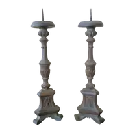 Pair of wooden candlesticks italy late 18th century