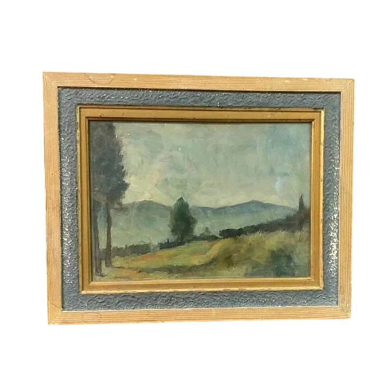 ENNIO COCCHI LANDSCAPE AND STILL LIFE PAINTED ON 2 SIDES BOARD