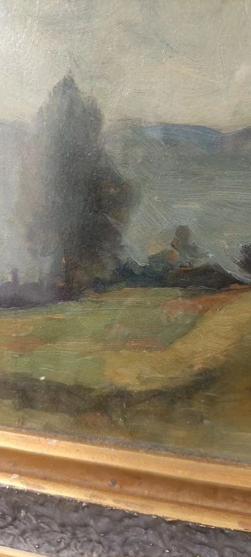 ENNIO COCCHI LANDSCAPE AND STILL LIFE PAINTED ON 2 SIDES BOARD