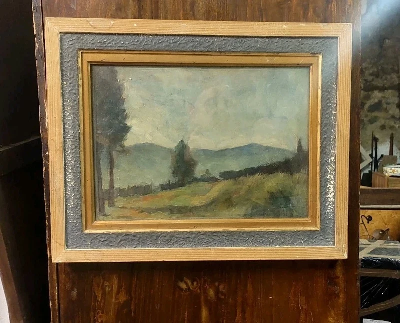 ENNIO COCCHI LANDSCAPE AND STILL LIFE PAINTED ON 2 SIDES BOARD