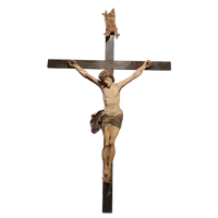 Antique large polychrome wooden christ late 17th century -