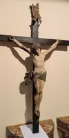 Antique large polychrome wooden christ late 17th century -
