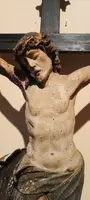 Antique large polychrome wooden christ late 17th century -