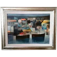 DIPINTO OLIO SU TELA - MARINA -1976 LIDO BETTARINI tela 70x50 cm