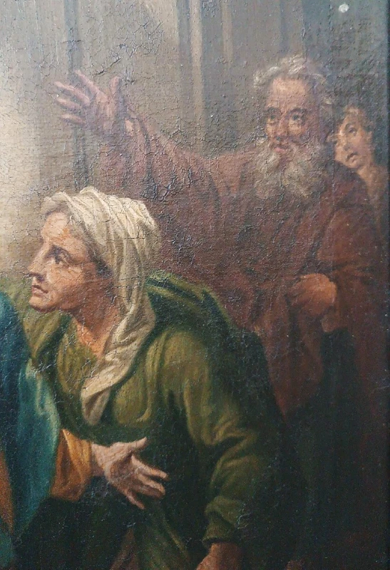 Oil painting on canvas antique Italian school 18th century -Visitation