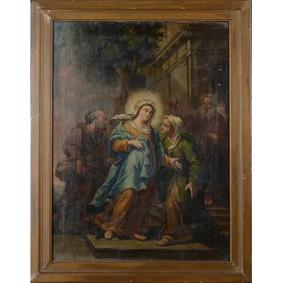 Oil painting on canvas antique Italian school 18th century -Visitation