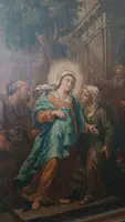 Oil painting on canvas antique Italian school 18th century -Visitation
