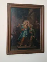 Oil painting on canvas antique Italian school 18th century -Visitation