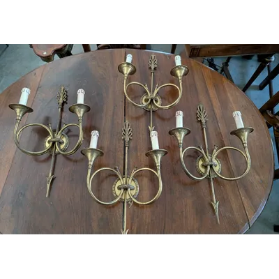 Pairs Of 1950s Brass Spanish Wall Lights