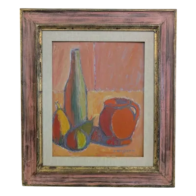 Still life with bottle, fruit and jug, Dino Migliorini