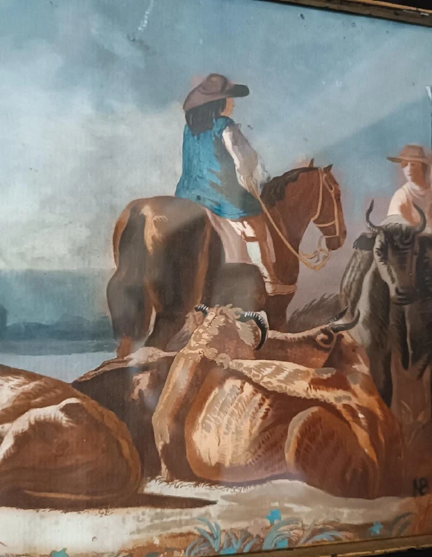 Peinture ancienne à la détrempe sur papier École italienne 18e siècle