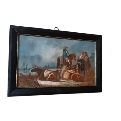 Peinture ancienne à la détrempe sur papier École italienne 18e siècle