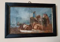 Peinture ancienne à la détrempe sur papier École italienne 18e siècle