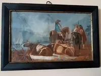 Peinture ancienne à la détrempe sur papier École italienne 18e siècle