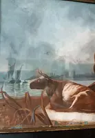 Peinture ancienne à la détrempe sur papier École italienne 18e siècle