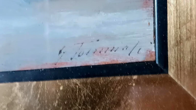 Huile sur panneau "la blanchisseuse" Gino Tommasi (1880-1942), début du 20e siècle