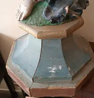 Grande sculpture ancienne de Saint en bois polychrome