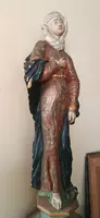 Grande sculpture ancienne de Saint en bois polychrome
