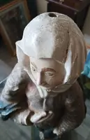 Grande sculpture ancienne de Saint en bois polychrome