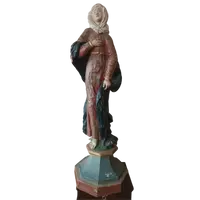 Grande sculpture ancienne de Saint en bois polychrome