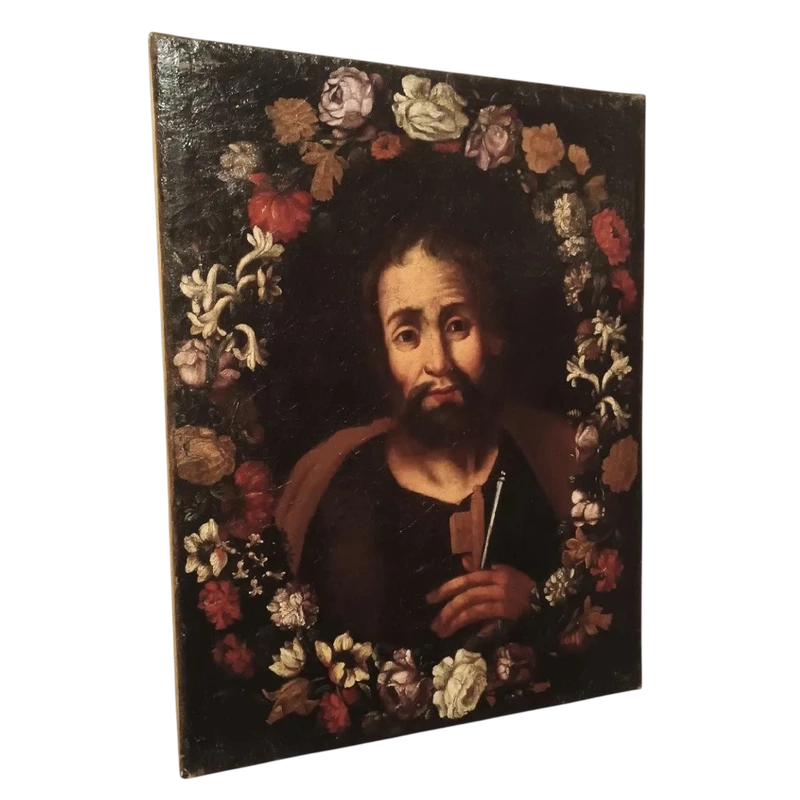 Huile sur toile ancienne St. Pierre Ecole flamande en Italie 17ème siècle