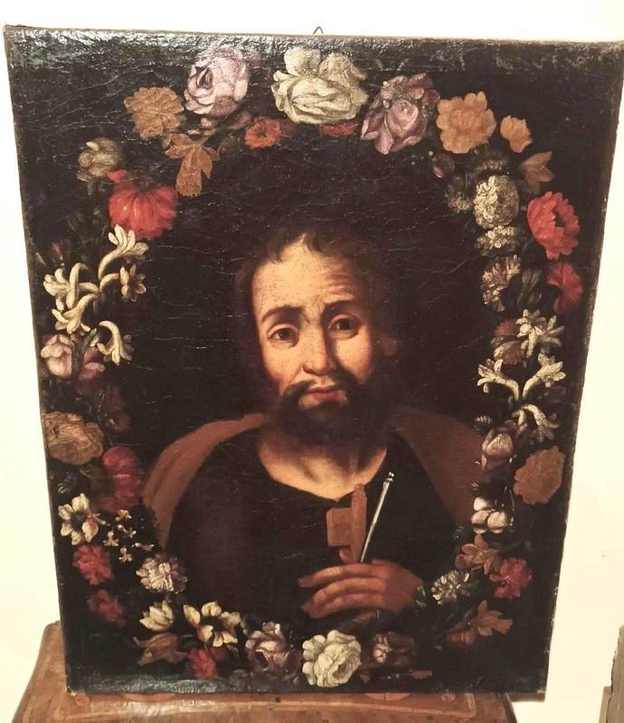 Huile sur toile ancienne St. Pierre Ecole flamande en Italie 17ème siècle