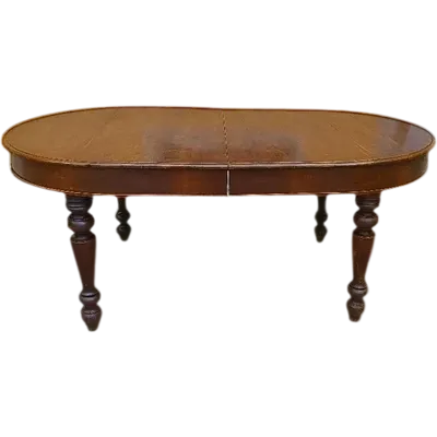 Table ovale ancienne à rallonge en noyer-