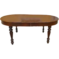 Table ovale ancienne à rallonge en noyer-