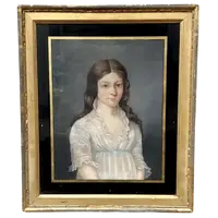 Antico ritratto  pastello su tela di  giovane nobildonna , firmato e datato  1899