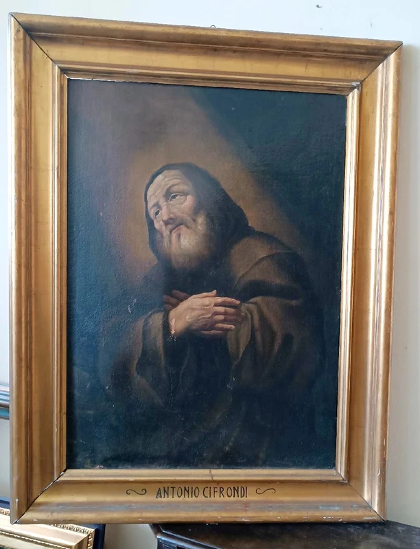 Dipinto antico olio su tela -San Francesco Di Paola -Antonio Cifrondi ( 1656-1730 )