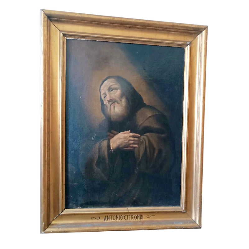 Dipinto antico olio su tela -San Francesco Di Paola -Antonio Cifrondi ( 1656-1730 )