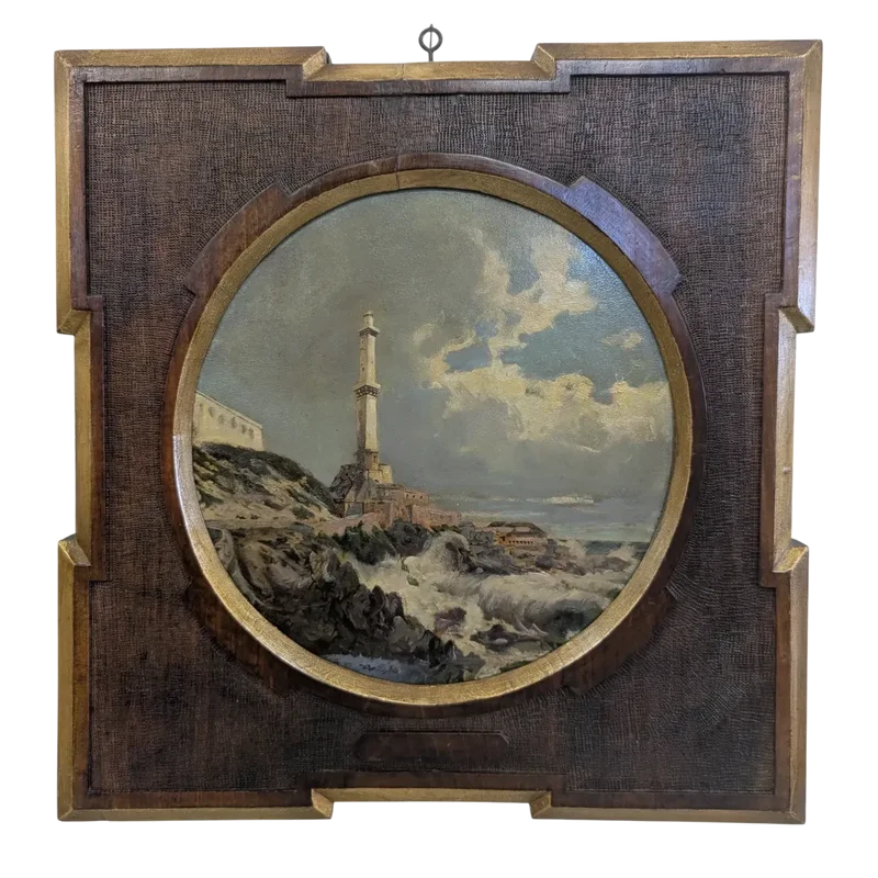 View of lighthouse with stormy sea, Enrico Agazzi
