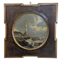 View of lighthouse with stormy sea, Enrico Agazzi