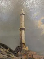 View of lighthouse with stormy sea, Enrico Agazzi