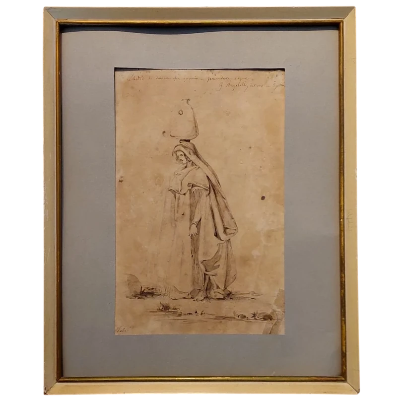 Giuseppe Angelelli  1803-1844. disegno a china su carta , reca la scritta : Studio donne Egitto