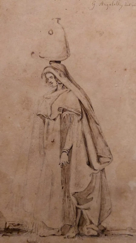 Giuseppe Angelelli  1803-1844. disegno a china su carta , reca la scritta : Studio donne Egitto