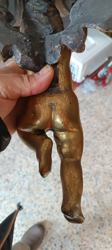 Mensola antica  angelo in legno dorato fine 700 , manifattura italiana