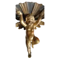 Mensola antica  angelo in legno dorato fine 700 , manifattura italiana