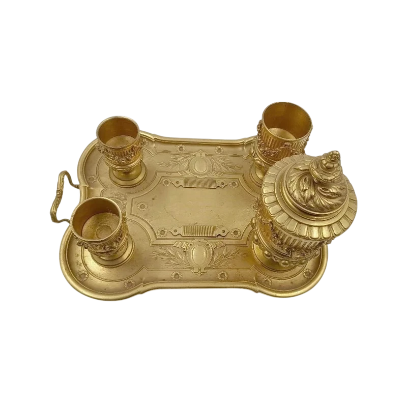 Grande calamaio in bronzo dorato al mercurio del periodo Napoleone III0