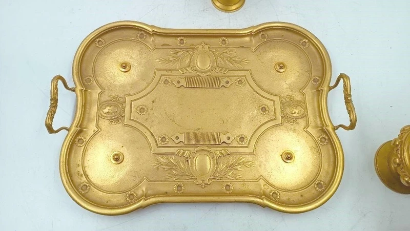 Grande calamaio in bronzo dorato al mercurio del periodo Napoleone III0